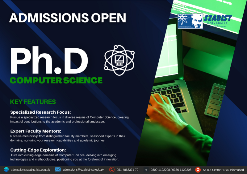 phd computer science admission in pakistan