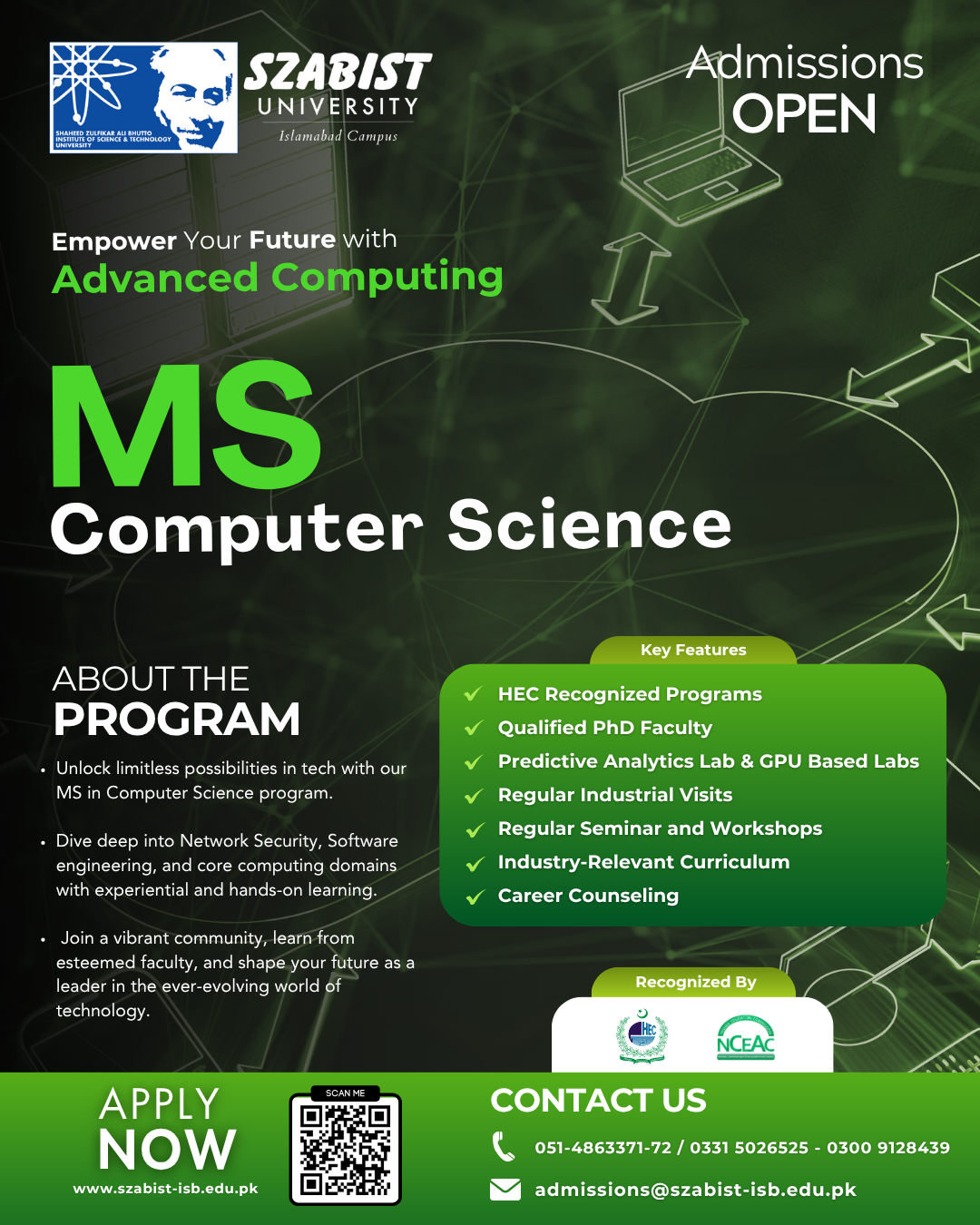 MS Science) SZABIST University Islamabad